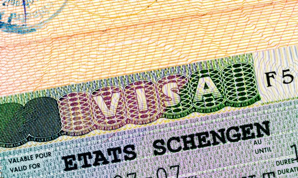 Pasaportda Schengen vizesi — Stok fotoğraf