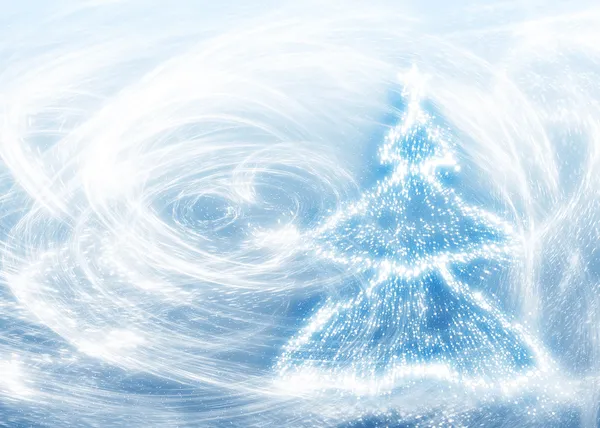 Novoroční strom a blizzard — Stock fotografie