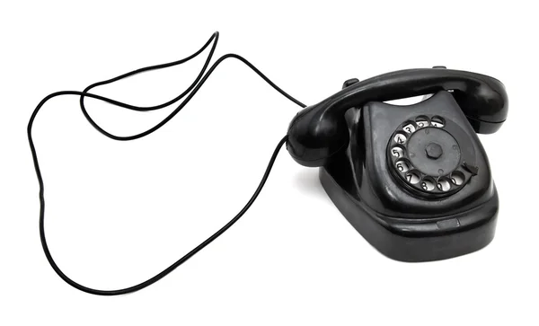 Винтажный телефон с длинным проводом — стоковое фото