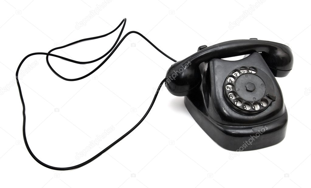 Vintage telephone with long wire