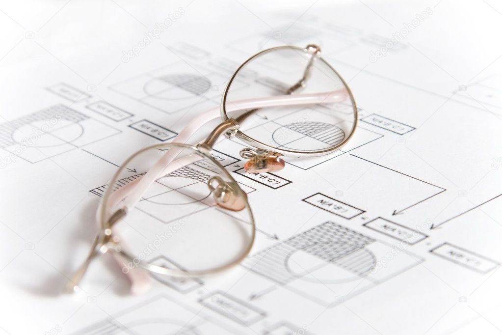 Slim eyeglasses on a graph background