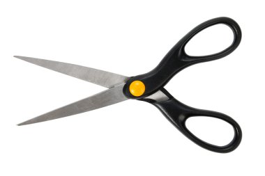 Open scissors isolated on white