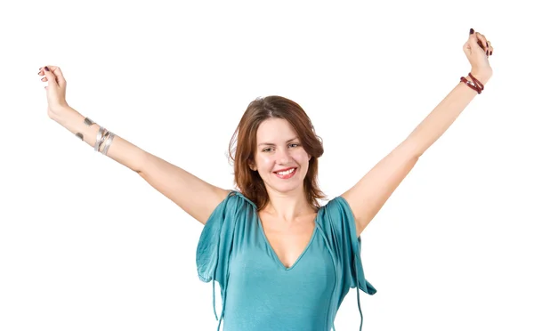 Young happy stretching woman — Stock Photo, Image