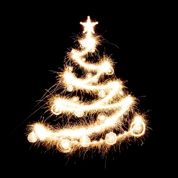 Nový rok strom vytvořený z jiskry — Stock fotografie