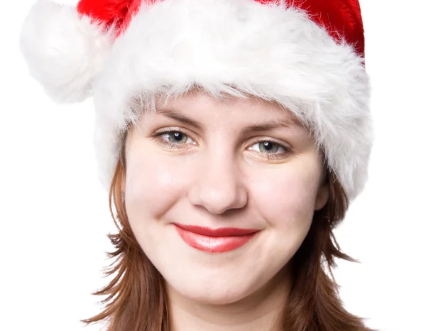 Santa şapka portre kadında — Stok fotoğraf