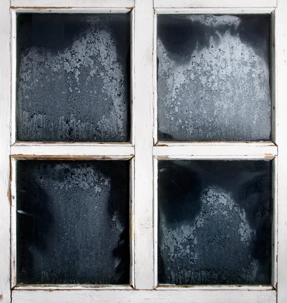 Okenní rám s zamrzlé sklo — Stock fotografie