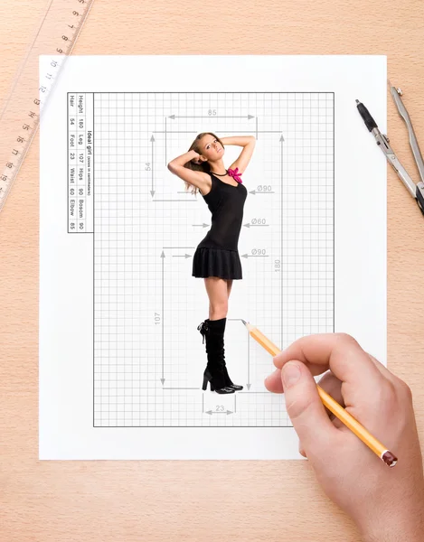 Drawing ideal girl — Stock Photo, Image
