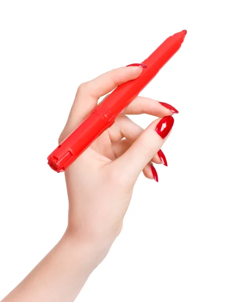 Женская рука с маркером — стоковое фото