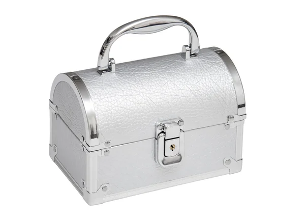 Pequeno caixão de prata moderna — Fotografia de Stock