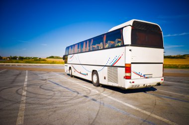 Tourist bus wide angle view clipart