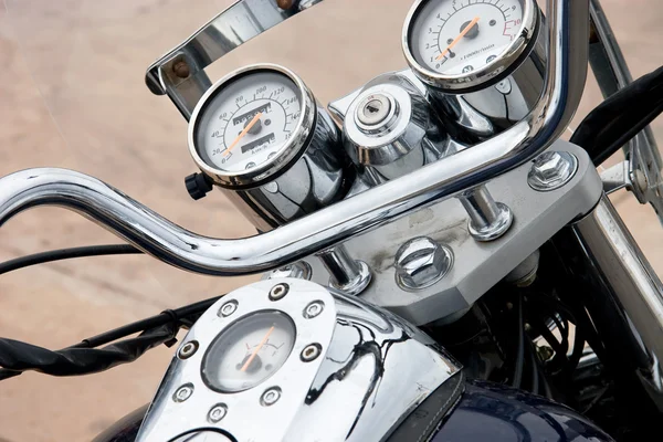 Zbliżenie części chrom klasyczny motocykl — Zdjęcie stockowe