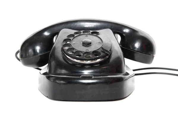 黒のレトロな電話の正面図 — ストック写真