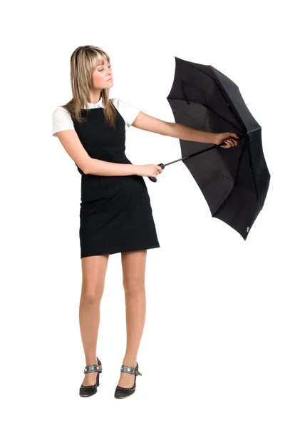 Νεαρή γυναίκα με ομπρέλα — Φωτογραφία Αρχείου