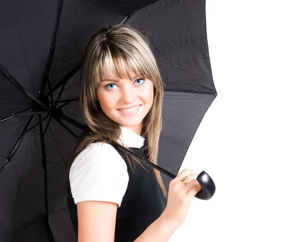 Νεαρή γυναίκα με ομπρέλα closeup — Φωτογραφία Αρχείου