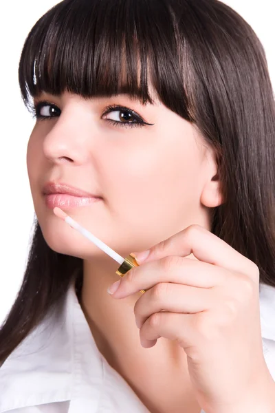 Maquillaje de lápiz labial cara mujer — Foto de Stock