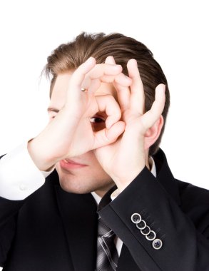 Spying businessman clipart