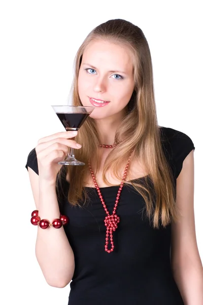 Молода жінка з келихом вина — стокове фото
