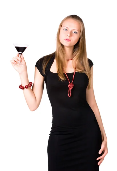 Ung kvinna med glas vin — Stockfoto