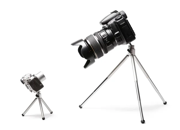Duas câmeras grandes e pequenas — Fotografia de Stock