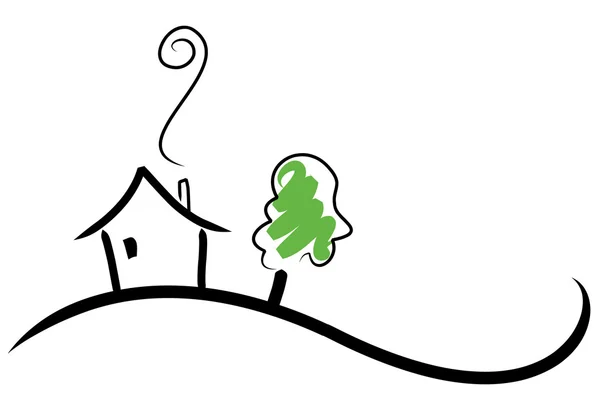 Дом на холме — стоковый вектор