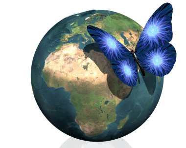 Earth with cool butterfly colorful creat clipart