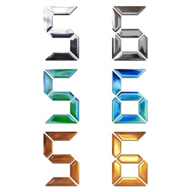 Set of 3d metal digits clipart