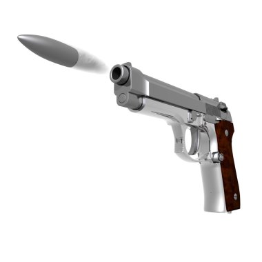 Closeup of pistol isolated on a white clipart