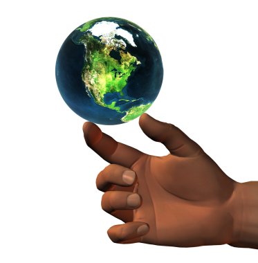 3D earth on 3D hand clipart