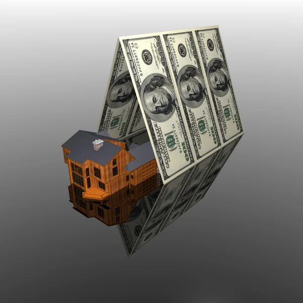 100 dólares EUA telhado da casa — Fotografia de Stock