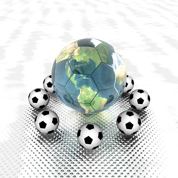 Bola de futebol com terra — Fotografia de Stock