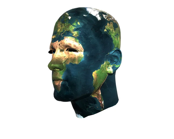 3D προσώπου ανδρών με υφή γη — Φωτογραφία Αρχείου