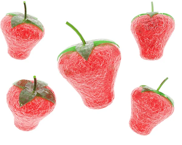 딸기 흰색 절연 3d 유리 — 스톡 사진