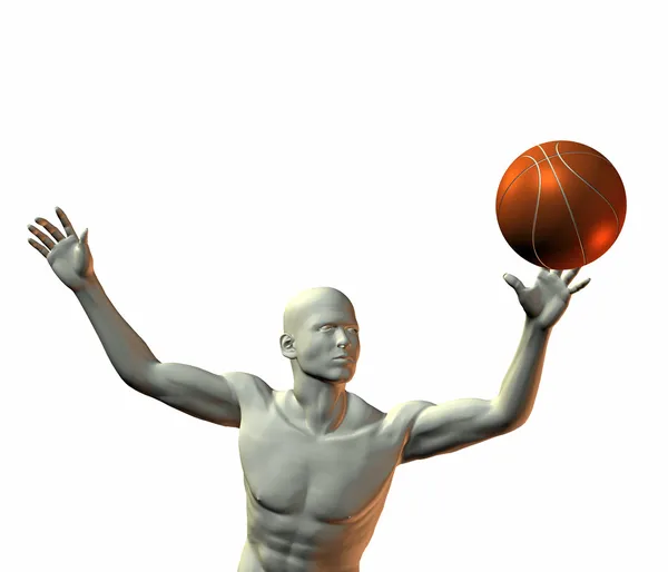 Cyber garçon avec ballon de basket — Photo