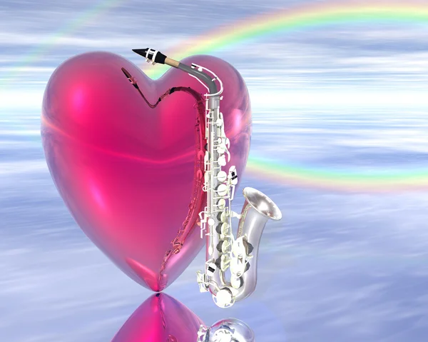 Corazón y saxofón — Foto de Stock