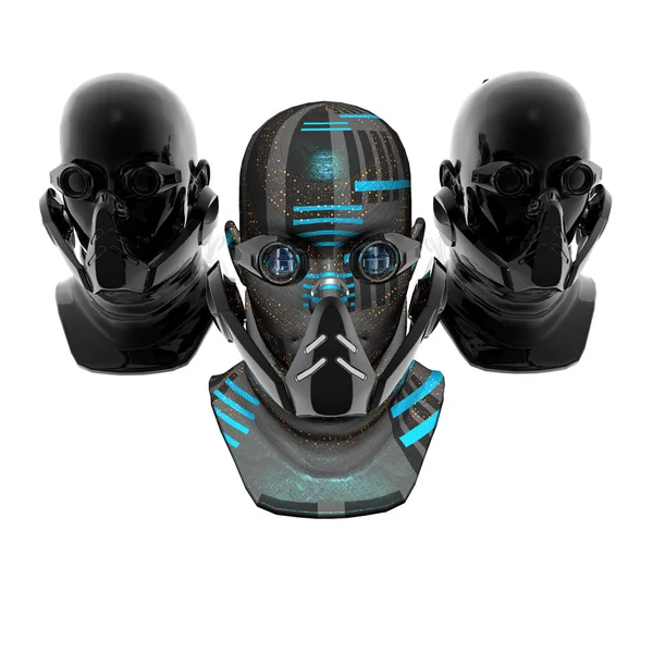 Cyborg heads, robots — Stock Photo, Image