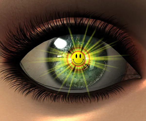 Oko piękna dziewczyna w 3d z buźki fac — Zdjęcie stockowe