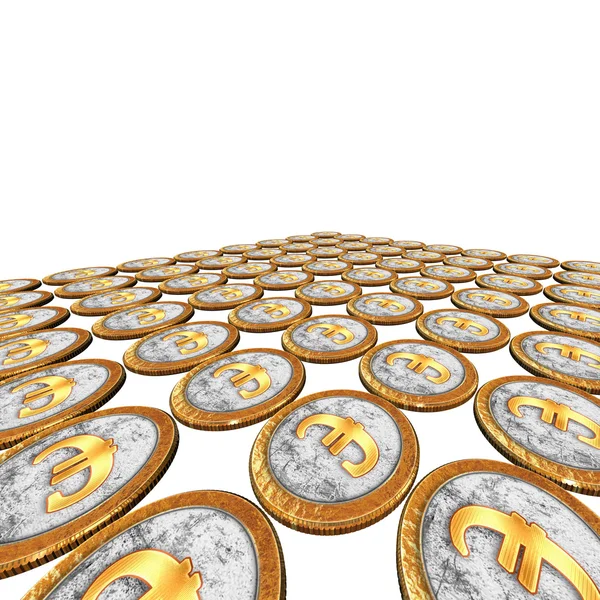 stock image Golden euro coins on the white