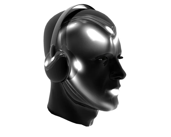 3D mężczyzn teksturowanej twarz z słuchawek — Zdjęcie stockowe