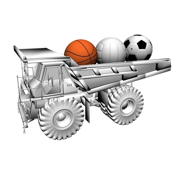Φορτηγό και αθλητισμού μπάλα — Φωτογραφία Αρχείου