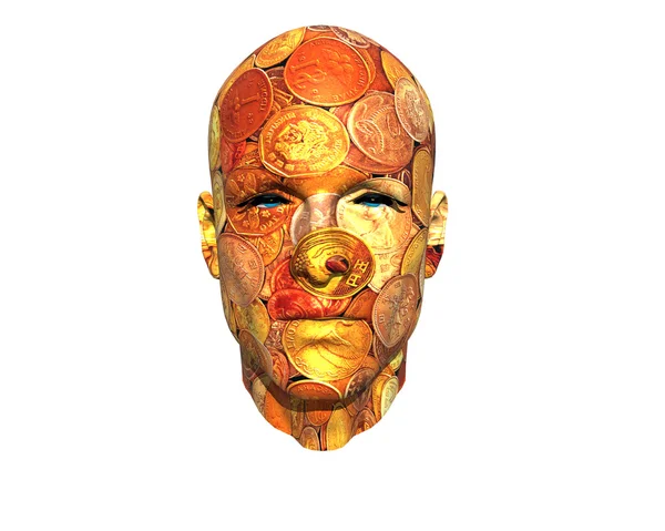 3D män ansikte med textur — Stockfoto