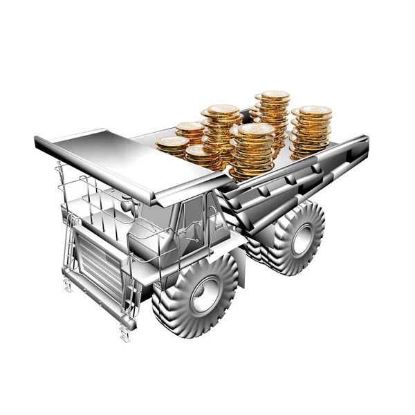 Ciężarówka z złote monety — Zdjęcie stockowe