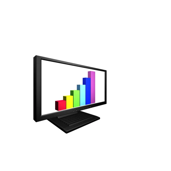 Monitor LCD plano con diagrama financiero —  Fotos de Stock