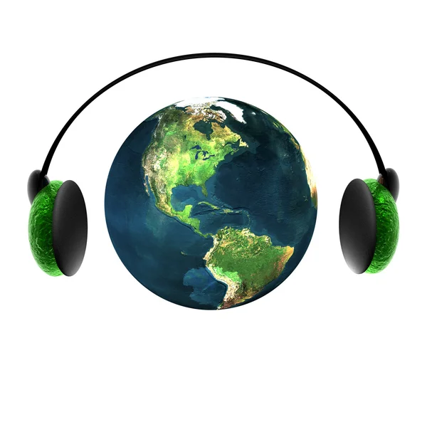 3D müzik globe izole kulaklık o ile