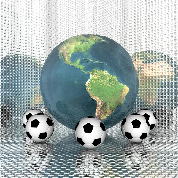 Soccer ball with earth — Stock Photo, Image