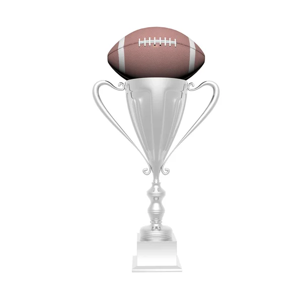 Copo de troféu com futebol isolado em um w — Fotografia de Stock