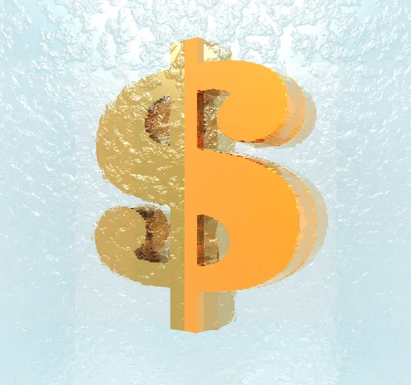 Nós dólar sinal no gelo — Fotografia de Stock