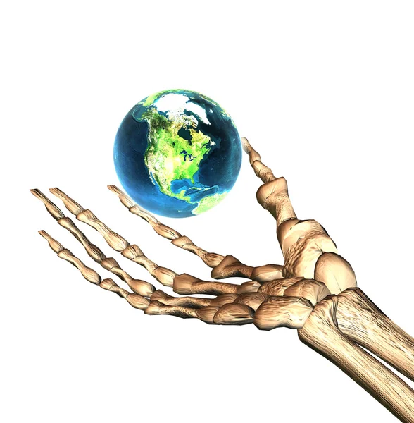 3D земля в костях руки — стоковое фото