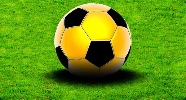 Fotbalový míček na trávě — Stock fotografie