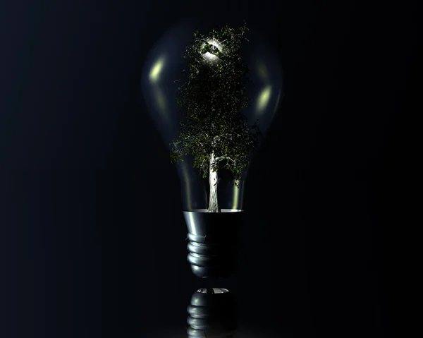 Lámpara 3D con árbol — Foto de Stock