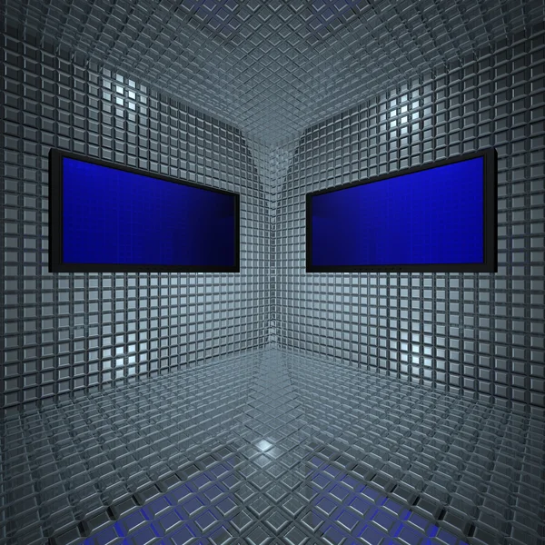 Monitors in grid room — Stock Photo, Image